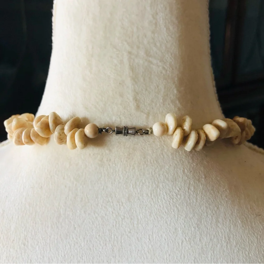 Vintage boho Scolecite beaded necklace